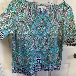 Paisley/ Retro Print Top Petite Small
